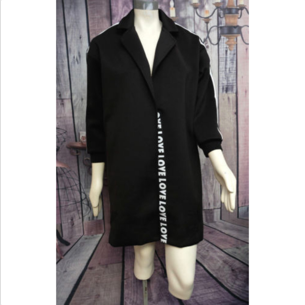 Black Single Button Poly & Spandex Open Front Love - image 1